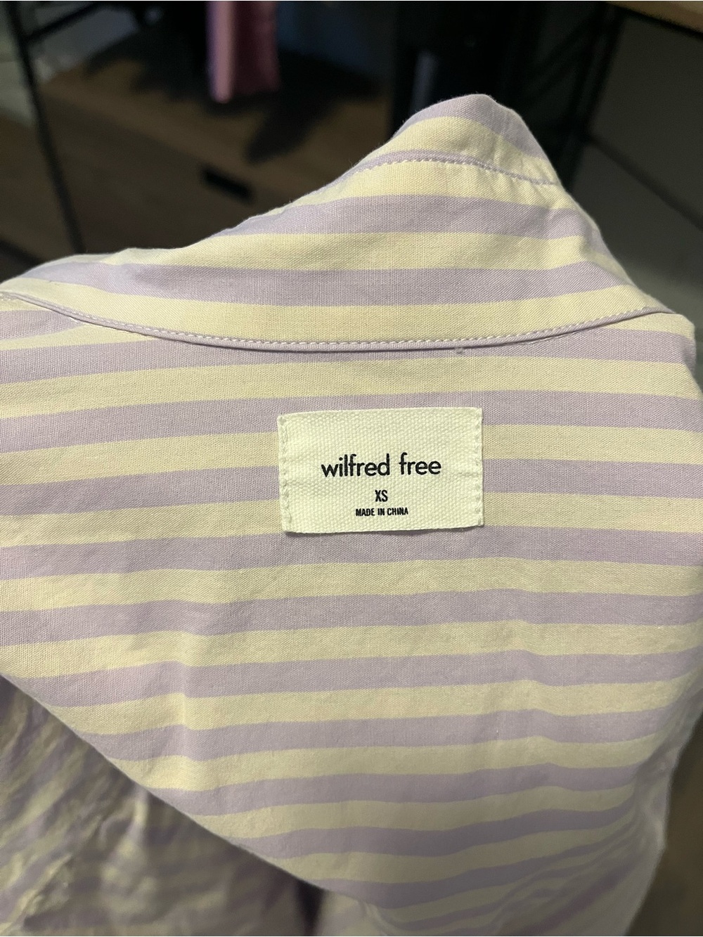 Aritzia Lavender Striped Button-Up Blouse with Matching Lilac Cardigan - Picture 3 of 8